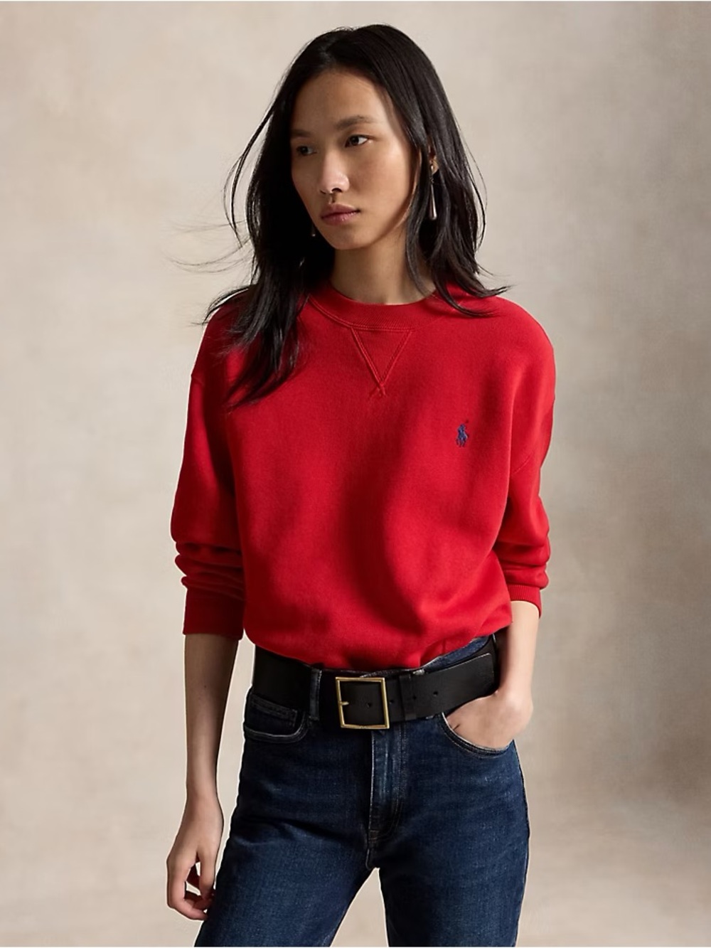 Polo by Ralph Lauren Red Crewneck Sweatshirt with Embroidered Pony Women’s Small
